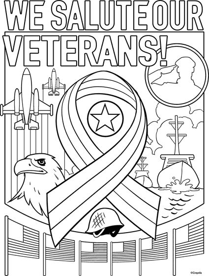 We Salute Our Veterans Coloring Page | crayola.com Veterans Day Sunday School Lesson, Veterans Day Coloring Pages Free, Veterans Day Clip Art, Appreciation Activities, Vfw Auxiliary, Veterans Day For Kids, Letters To Veterans, Letter Writing For Kids, Easter Stem