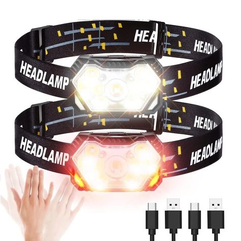 Head Flashlight, Rechargeable Headlamp, Camping Lanterns, Adjustable Headband, Head Lamp, Strobe Lights, Led Headlamp, Running Lights, Led Light Bulb