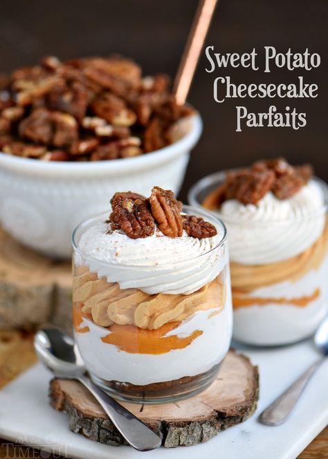 Sweet Potato Trifle, Sweet Potato Parfait, Sweet Potato Cheese, Cheesecake Parfait Recipes, Cookies Marshmallow, Mini Pumpkin Pies Recipe, Cake Parfait, Turkey In The Oven, Bbq Dessert