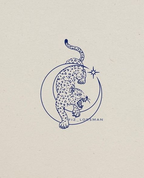 Moon And Tiger Tattoo, Leopard Moon Tattoo, Cute Jaguar Tattoo, Jaguar Line Art, Tattoo Art Drawings Design, Jaguar Tattoo Ideas, Wildcat Tattoo, Jaguar Tattoo Design, Leopard Tattoo Design