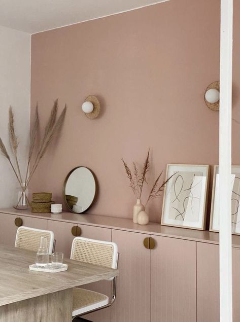 Salmon Pink Room, Pink Accent Walls, There Is Hope, 아파트 인테리어, Wall Decor Ideas, Home Decorating Ideas, Beige Walls, Room Makeover Bedroom, Hand Care