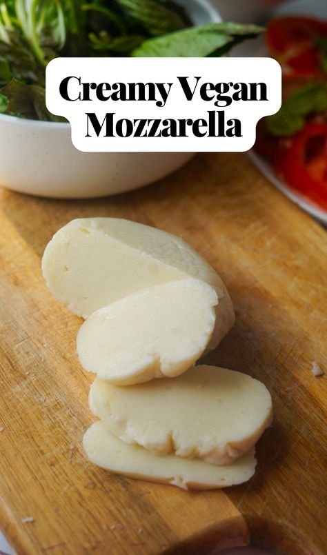 Vegan Mozzarella Cheese Vegan Mozzarella Recipe, Mozzarella Cheese Recipe, Vegan Mozzarella Cheese, Cheese Sauces, Recipes With Mozzarella Cheese, Mozzarella Recipe, Staple Recipes, Ms Diet, Vegan Lunch Box