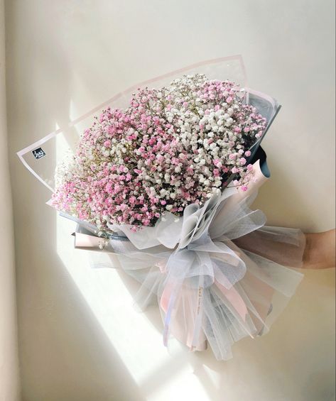 #gypsophila #pink #white #bouquet Pink Babybreath Bouquet, Pink And White Hydrangea Bouquet, Pink And White Rose Bouquet Aesthetic, White And Pale Pink Bouquet, Pink White Bouquet, Pink And White Gypsophila Bouquet, Gypsophila Bouquet, White Bouquet, Floral Designs