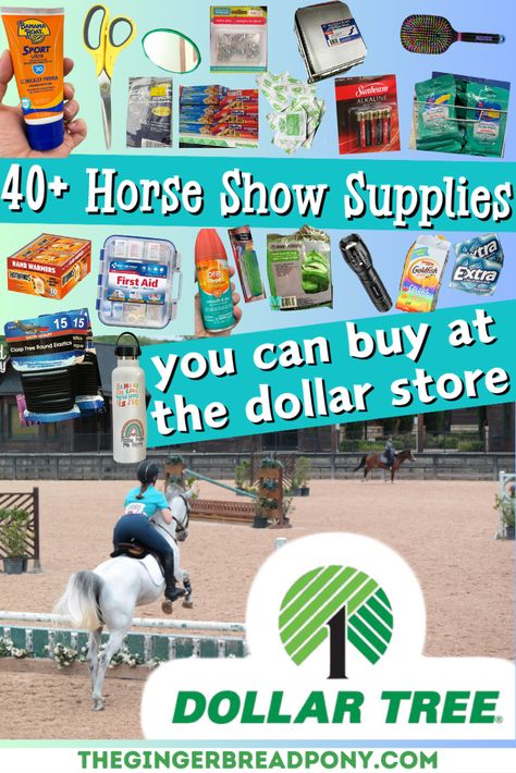 Dollar Store Horse Show Supplies - The Gingerbread Pony Horse Emergency Kit, Horse Show List, Diy Equestrian Stuff, Horse Essentials List, Horse Stall Ideas Decor, 4-h Horse Stall Decorating Ideas, Horse Show Organization, Horse Show Prizes, Horse Must Haves