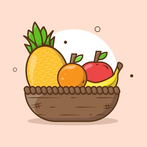 Fruit Basket Drawing, Basket With Fruits, Arte Aesthetic, Basket Drawing, Fruit Clipart, Fruit Icons, Fruit Cartoon, Dreamy Artwork, Forest Illustration