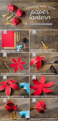 Make your own pretty DIY paper lantern for Chinese New Year with this design, download and tutorial by handcrafted lifestyle expert Lia Griffith Templat Kotak, Paper Lanterns Diy, Chinese Crafts, Chinese New Year Crafts, Instruções Origami, Chinese New Year Decorations, Seni Dan Kraf, Diy Bricolage, Diy Lanterns