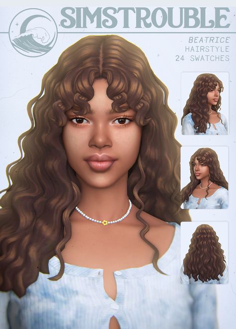 BEATRICE by simstrouble |  simstrouble auf Patreon Sims 4 Curly Hair, The Sims 4 Cabelos, Pelo Sims, Free Sims 4, Sims 4 Mm Cc, Sims 4 Expansions, Sims 4 Cc Folder, Sims 4 Characters, Sims 4 Mm