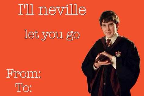 Neville gonna give you up. Neville gonna let you cry. Harry Potter Valentines Cards, Valentines Day Card Memes, Meme Valentines Cards, Bad Valentines Cards, Valentines Day Ecards, Harry Potter Valentines, Bad Valentines, Nerdy Valentines, Valentines Memes