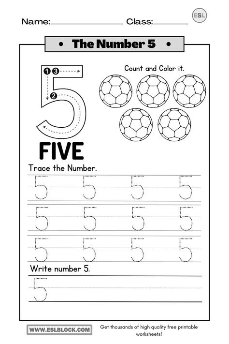 Pre K Worksheets Free Printables Preschool, Number 5 Worksheet, Worksheet Number, Grade R Worksheets, 25 Number, Free Kindergarten Printables, Pre K Worksheets, Preschool Number Worksheets, Tracing Worksheets Free