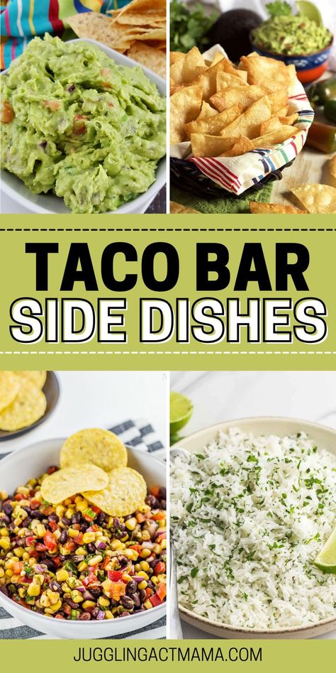 Essen, Taco Bar Side Dishes, Tacobar Party, Taco Bar Buffet, Taco Bar Wedding, Mexican Party Food, Taco Bar Party, Mexican Food Recipes Appetizers, Party Food Bars