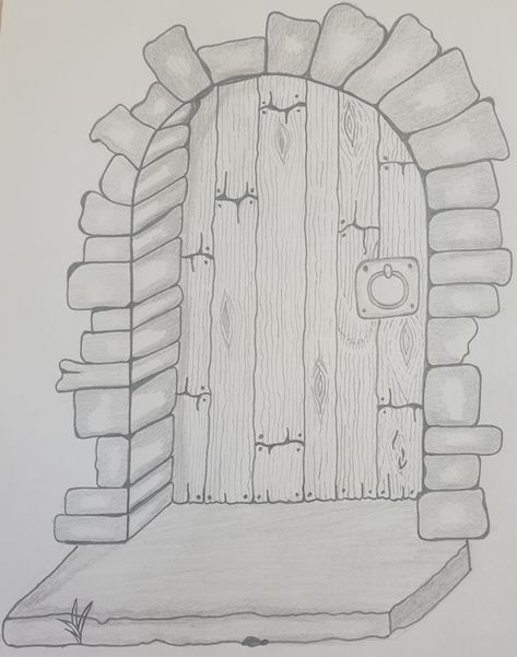 With pencil Old Door, Pencil, Drawings