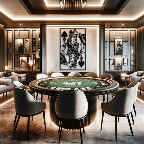 Elevate your space with our Kings of Spade Metal Wall Art, a captivating embodiment of the allure and elegance of casino life. This stylish piece, featuring the iconic king of spades, is a striking addition to any room and a must-have for poker enthusiasts. 🏷️ Materials 🏷️ * 1.5 mm Steel Elevate your home decor game with our stunning Modern Wall Decor! ✨Product Dimensions✨ - 16 x 10 inches(40 x 25 cm)  - 23,5 x 15 inches(60 x 37,5 cm) - 27,5 x 17 inches(70 x 44 cm) 🌈 Color Options 🌈 * Black, Casino Man Cave, Upscale Game Room, Art Deco Game Room, Classy Game Room Ideas, Basement Lounge Ideas Bar Areas, Long Basement Wall, Poker Room Ideas Interior Design, Game Room Bar Ideas, Basement Speakeasy Home