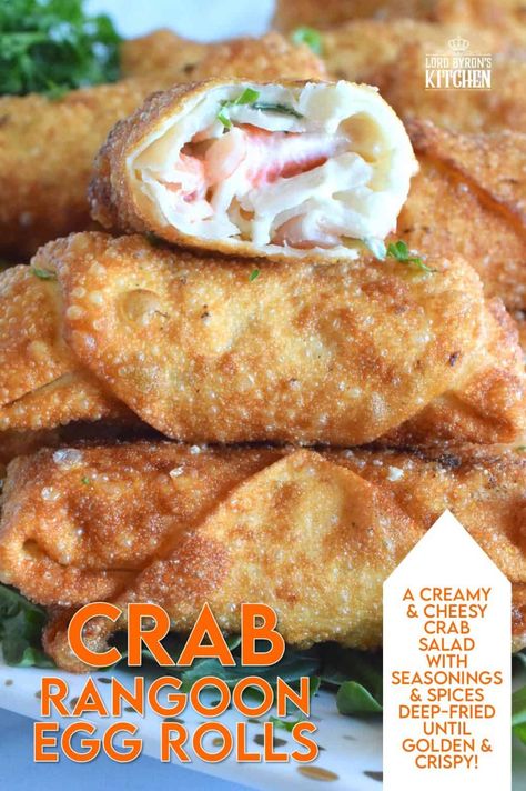 Seafood Eggrolls, Recipes Using Egg Roll Wrappers, Fried Rolls, Deep Fried Egg Rolls, Crab Rangoon Egg Rolls, Spicy Crab Roll, Crab And Cream Cheese, Egg Roll Wrapper, Crab Eggs