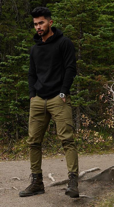 Mens Fall Outfits Casual Country, Mens Hiking Outfit Fall, Men’s Casual Fashion, Fashion Esthetics, Rugged Mens Fashion Summer, Mens Rugged Style, Rugged Clothes, Black Male Fashion, Outdoorsman Style