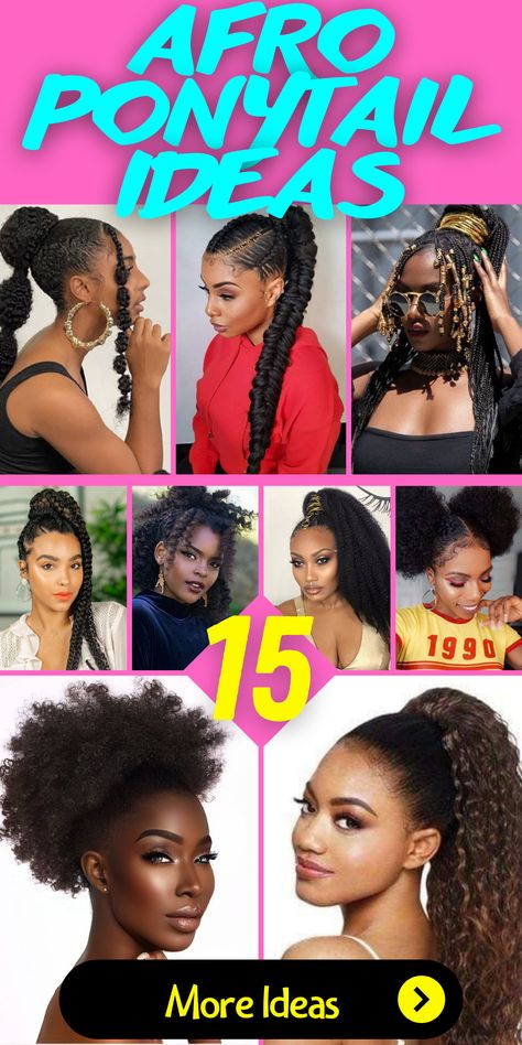 15 Gorgeous Afro Ponytail Ideas for a Stunning Look Ponytail Hairstyles For Curly Hair, Afro Hair Ponytail, Afro Ponytail Hairstyles, Curly Hair Afro, Afro Puff Ponytail, Ponytail Ideas, Afro Ponytail, Puff Ponytail, Medium Length Curly Hair