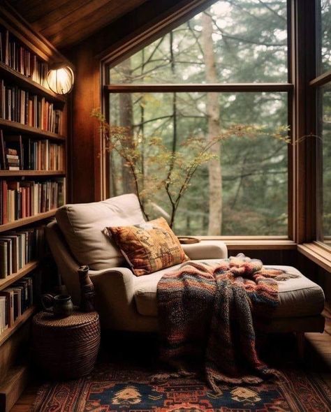 Winter Decor Ideas, Cozy Home Library, Cozy Library, Cozy Reading Corners, Home Library Design, Study Room Decor, Attic Rooms, Cozy Room Decor, Cozy Reading Nook