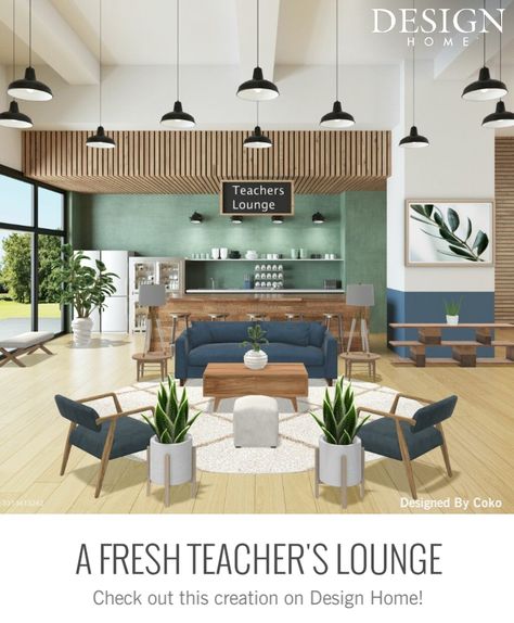 Monochromatic Aesthetic, Teachers Lounge, Lounge Design, Room Renovation, House Design Games, Break Room, Style Board, Office Design, Design Projects