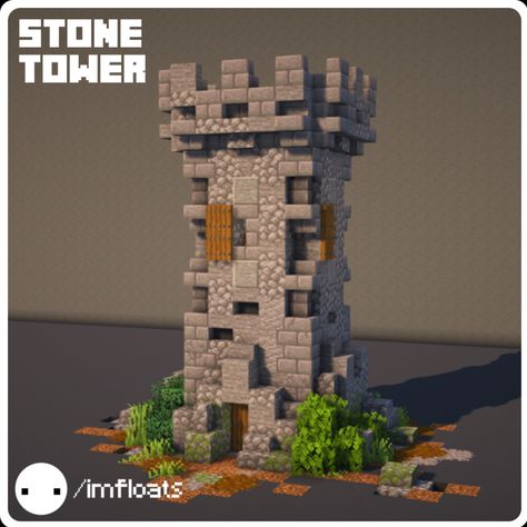 Minecraft Wall Tower, Guard Tower Minecraft, Stone Tower Minecraft, Tall Minecraft Buildings, Minecraft Outpost Tower, Minecraft Watchtower Simple, Minecraft Stone Mason House, Minecraft Stone Builds, Small Tower Minecraft