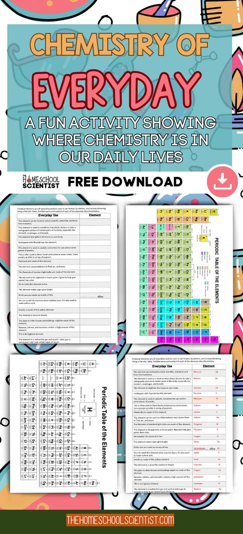 Chemistry Activities, Chemistry Worksheets, Periodic Table Of The Elements, Free Worksheets, Activity For Kids, Scavenger Hunt, Chemistry, Periodic Table, Real Life