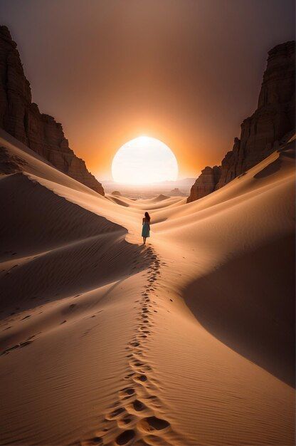 Photo an goddess silhouette with desert ... | Premium Photo #Freepik #photo Desert Goddess Aesthetic, Goddess Branding, Goddess Silhouette, Desert Goddess, Desert Dunes, Goddess Aesthetic, Desert Photography, Giant Tree, Desert Vibes