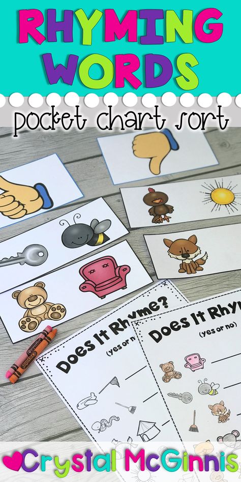 Rhyming Words Anchor Chart Kindergarten, Rhyme Recognition Activities, First Grade Rhyming Activities, Rhyming Words Activities First Grade, Rhyming Game Kindergarten, Rhyming Bulletin Board Ideas, Rhyming Anchor Chart Kindergarten, Rhyming Games 1st Grade, Beginning Of The Year Literacy Centers Kindergarten