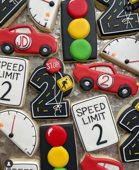 Two Fast Two Furious, Car Cookies, 2nd Birthday Party For Boys, Cars Birthday Cake, 2nd Birthday Boys, Car Themed Parties, Car Birthday Theme, Second Birthday Ideas, Race Car Birthday Party