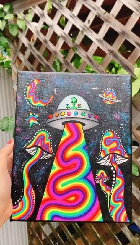 trippy galaxy painting #art Painting Trippy, Alien Painting, Aesthetic Painting Ideas, Arte Indie, Psychadelic Art, Trippy Painting, Seni 2d, Hippie Painting, Simple Canvas Paintings