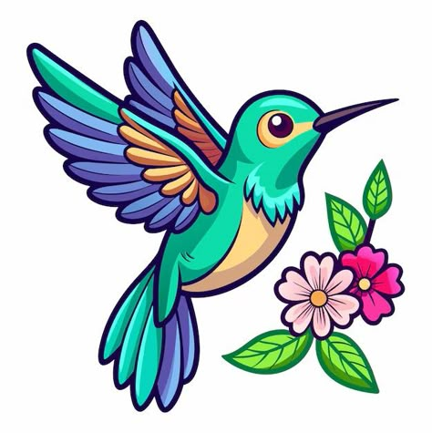 Cartoon Hummingbird, Painting Techniques Canvas, Draw Bird, Basic Drawing For Kids, Cute Hummingbird, Hummingbird Drawing, Mexican Art Tattoos, Butterfly Sketch, Bird Template