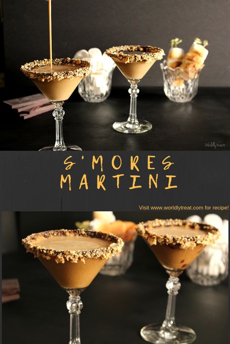 This S’MORES MARTINI ( a.k.a SMoretini)- is the perfect drink to sip on chilly fall nights. This martini cocktail recipe is easy to follow. S’mores Espresso Martini, Winter Martini Recipes, Chocolate Martini Recipe, Cocktail Inspiration, Martinis Drinks, Vacation 2024, Cocktail Drinks Alcoholic, Fall Cocktails Recipes, Yummy Alcoholic Drinks