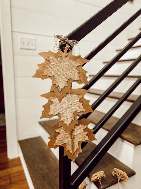 Top 10 Budget DIY Hits of 2023: Trending Crafts & Home Projects Fall Book Decor Diy, Projects With Fall Leaves, Autumn Leaves Diy Decor, Autumn Leaf Decorations, Harvest Diy Decor, Diy Fall Mantel Decor, Cardboard Fall Decor Diy, Fall Leaves Decor Ideas, Things To Do With Leaves