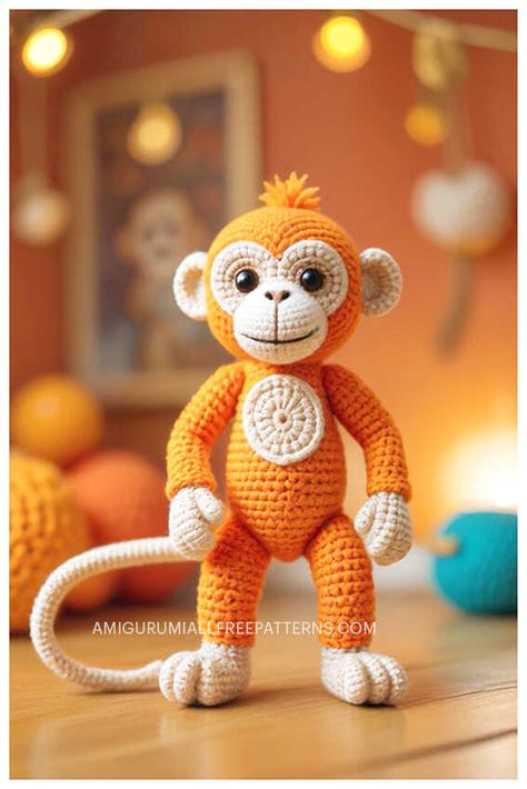 Crochet Monkey Amigurumi Free Pattern - Free Crochet Patterns Crochet Orangutan Free Pattern, Free Monkey Crochet Pattern, Crochet Monkey Pattern Free, Monkey Amigurumi Free Pattern, Crochet Monkeys, Small Keychains, Sock Monkey Pattern, Crochet Sock Monkeys, Crochet Monkey Pattern