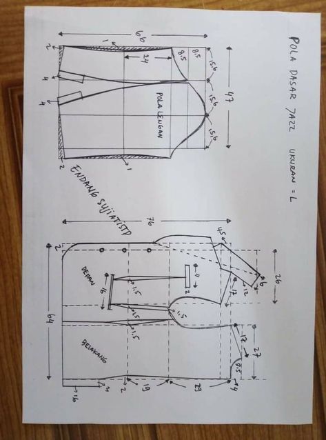 Pola Jas, Dress Shirt Sewing Pattern, Basic Shirts Pattern, Pola Jaket, Corset Sewing, Boys Shirts Pattern, Clothing Pattern Design, T Shirt Sewing Pattern, Vest Sewing Pattern