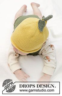 Drops Baby, Crochet Baby Beanie, Hat Patterns Free, Knitting And Crochet Patterns, Baby Beanies, Baby Knits, Sweet Lemon, Lemon Patterns, Free Knitting Patterns