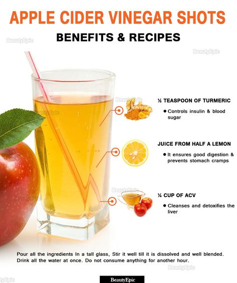 Apple Cider Vinegar Shots: Benefits and Recipes Apple Cider Vinegar Drink With Tumeric, Apple Cider Vinegar Shots, Apple Cider Vinegar Remedies, Cider Vinegar Benefits, Apple Cider Vinegar Benefits, Tomato Nutrition, Full Body Detox, Breakfast Low Carb, Apple Cider Vinegar Drink