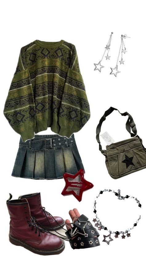 #grunge. #fairycore #rockstar #outfits  #docmartens #docmartens outfit Baggy Sweater Outfits, Rockstar Outfits, Fairycore Outfit, Punk Style Outfits, Grunge Fairycore, Downtown Outfits, Whimsical Fashion, Swaggy Outfits