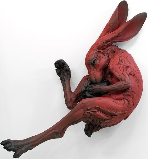 Beth Cavener, Red Rabbit, Rabbit Sculpture, Black Rabbit, Rabbit Art, Sculpture Installation, Animal Sculptures, Art Sculpture, Art Galleries