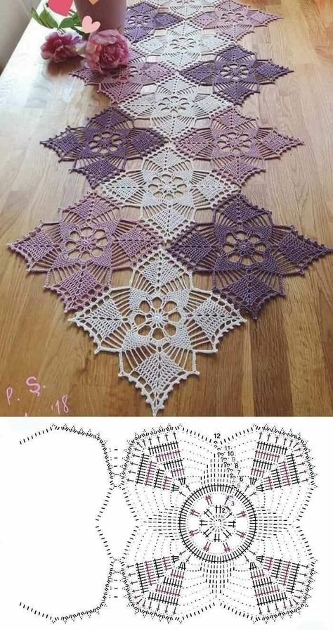 Taplak Meja Crochet, Motif Kait, Virkning Diagram, Háčkované Lemy, Crochet Tablecloth Pattern, Diy Crafts Crochet, Free Crochet Doily Patterns, Crochet Doily Diagram, Crochet Table Runner Pattern