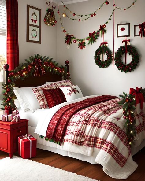 😍🎅☃️🎄 Credit: @flying.reindeer on... - Everything Christmas Christmas Room Inspiration, Christmas Bedrooms, Beautiful Bed Designs, Holiday Bedroom Decor, Christmas Bedroom Ideas, Christmas Decor Idea, Christmas Bedroom Decor, Holiday Bedroom, Christmas Dreaming