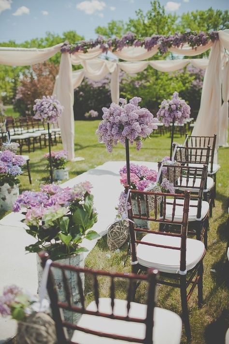 Romantic Lilac Outdoor Spring Wedding with Purple Flowers – shared in the Style Me Pretty Vault Wedding Setup, Lilac Wedding, Spring Wedding Inspiration, Flowers Arrangements, Spring Ideas, Lavender Wedding, Wedding Deco, Purple Wedding, Outdoor Ceremony