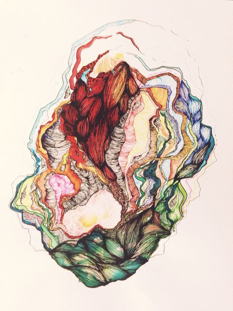 Watercolour And Ink Illustrations, Abstract Color Pencil Art, Aquarelle Pencils Art, Pencil Strokes, Pen And Ink Art, Textiles Sketchbook, Human Body Art, Ink And Watercolour, A Level Art