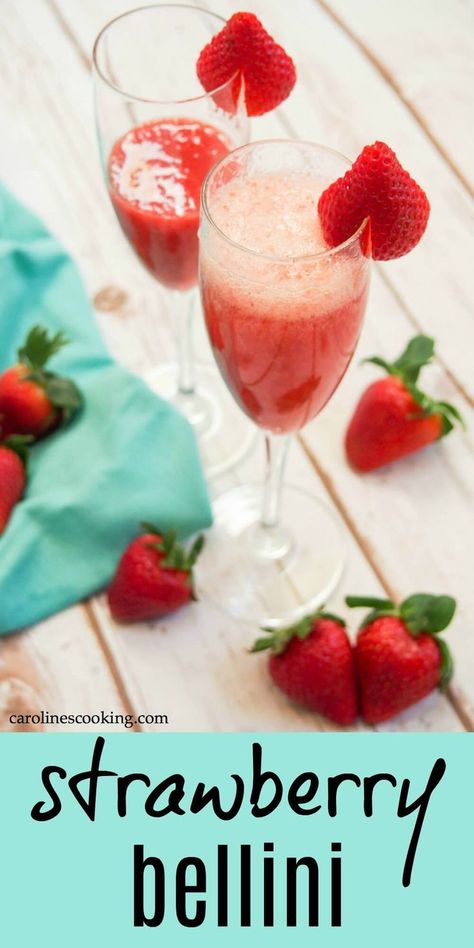 Brighten up your brunch table with this easy strawberry bellini. It takes no time to make and is fresh, colorful and the perfect springtime sip. Only two ingredients, with such a great color and flavor. #ad #brunchweek #strawberry #cocktail #bellini #prosecco #sparklingwine Strawberry Bellini, Strawberry Cocktail, Strawberry Cocktails, Chicory Recipe, Craft Cocktail Recipe, Prosecco Cocktails, Boozy Brunch, Florida Food, Easy Cocktail