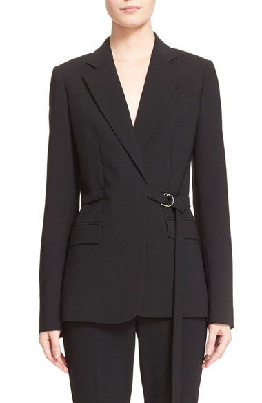 Michael Kors Wool Serge Belted Wrap Jacket Blazer Designs Women, Kimono Blazer, Blazer Design, Wrap Blazer, Womens Dress Coats, Jackets Black, Iranian Women Fashion, Woman Suit Fashion, Wrap Jacket