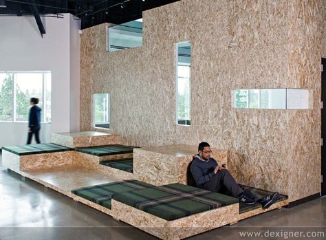 AOL Office Palo Alto, Studio O+A Oriented Strand Board, Commercial And Office Architecture, Corporate Interiors, Cool Office, Workplace Design, Office Workspace, Design Del Prodotto, Office Inspiration, Office Interior Design