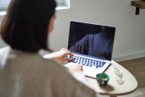 Free photo rear view of woman typing and... | Free Photo #Freepik #freephoto #woman-computer #remote-work #online-work #asian-laptop Working On Computer, Working On Laptop, Shot List, Work Online, Laptop Screen, Girls Play, Film Aesthetic, Computer Screen, Online Work