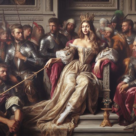 Ai Gigi Hadid Queen renaissance Queen Throne, Dynasty Outfits, Royal Throne, Fantasy Queen, Lord Of Shadows, Vampire Books, Royalty Aesthetic, Disney Inspired Outfits, English Art