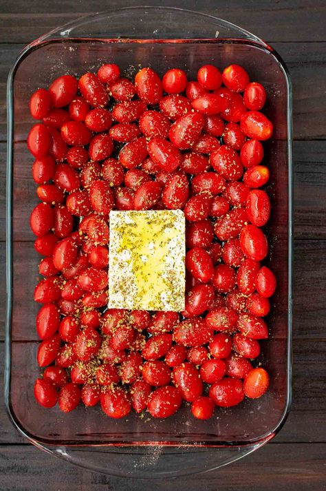 How To Use Up Grape Tomatoes, Tomatoe Feta Cheese Pasta Bake, Baked Grape Tomatoes, Tick Tock Feta Pasta Recipe, Tik Tok Baked Feta Pasta, Tim Tok Pasta Feta, Baked Tomatoes And Feta, What To Make With Grape Tomatoes, Tik Tok Tomato Feta Pasta