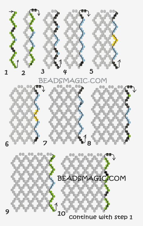 Types Of Beads, Pola Manik, Beaded Necklace Patterns, Beading Netting, Bead Projects, Beading Patterns Free, Gelang Manik, Beading Techniques, Bead Weaving Patterns