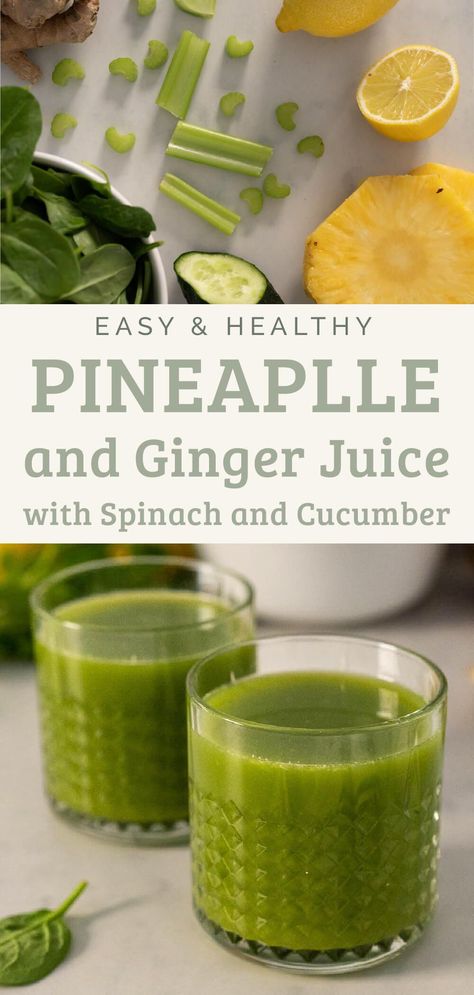 Pineapple Ginger Juice, Post Workout Smoothie Recipes, Pineapple And Ginger, Pineapple Ginger, Spinach Juice, Healthy Juice Drinks, Post Workout Smoothie, Detox Juice Recipes, Green Juice Recipes