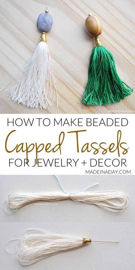 Tassels With Beads, Diy Tassel Necklace, Tassels Tutorials, Tassel Crafts, How To Make Tassels, Bags Patterns, Diy Tassel, Diy Bags, Tassel Jewelry