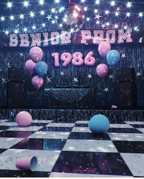 1980s Prom Decorations, 80s Prom Night Party, Retro Prom Aesthetic, Y2k Prom Decorations, 90s Quinceanera Theme, 80s Prom Photo Backdrop, Night At The Disco Prom, 90s Prom Party Decorations, 80s Prom Ideas